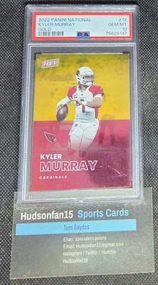Kyler Murray 2022 Panini The National #12 Gold 1/10 Jersey # Match PSA 10