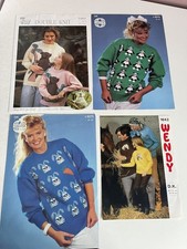 4 knitting patterns animal motif sweater child adult DK koala horse panda rabbit