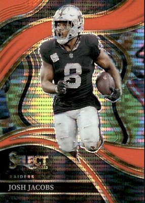 2023 Select Josh Jacobs Neon Orange Pulsar Prizms Club Level /7 #250 Raiders