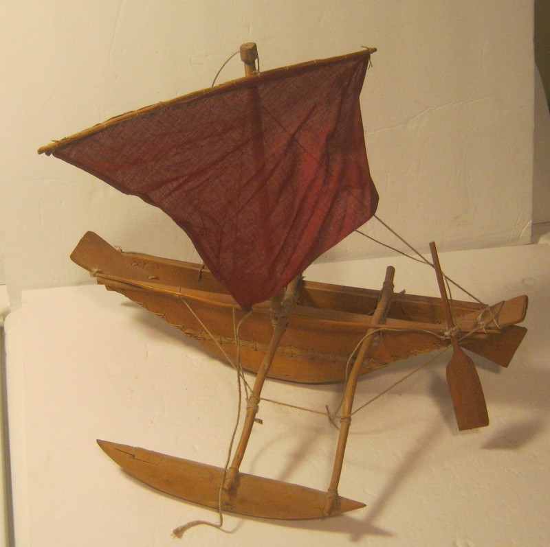 Vintage Miniature Handcrafted OUTRIGGER SAILING BOAT from SRI LANKA!!