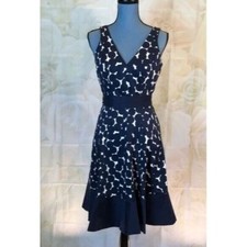 Nine West Dress Navy Blue Polka Dots Sleeveless Sheath Size 6