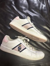 Girl's Ralph Lauren-Oaklynn Shoes Polo Bear Logo White Lace Up Sneakers Size 6