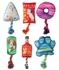 Greenbrier Kennel Club Shaped Dog Squeaky Toy with Attached Rope ~ Choice