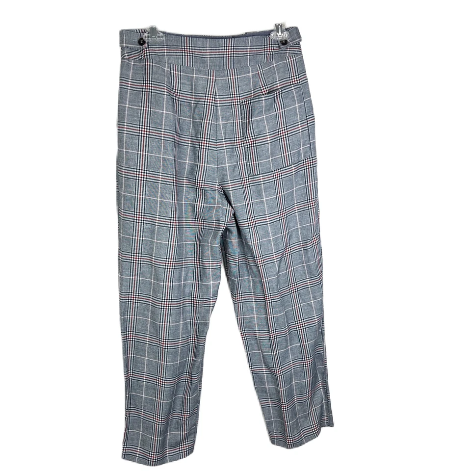 Pantalones Topshop Mujer 8 Azul Rojo Cuadros Pantalones Cortos Cónicos Carrera Informal Foto 2 de 4