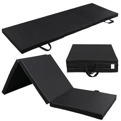 6'x2' Exercise Non-Slip Gymnastics Mat Folding Gym Yoga Workout Mat Black