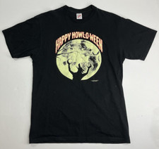 Jerseys Happy Howl-O-Ween Halloween Glow in the Dark Shirt USA Large Vintage 91