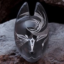 Komendo Full Face Fox Mask YOIYAMI Kitsune Handmade Painted JP Party Cosplay