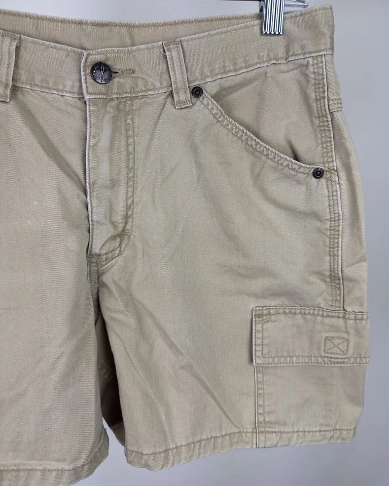 Pantalones Cortos Carga Y2K De Colección Para Mujer 29" Cintura Alta REAL Beige Utilitario Años 2000 Jinetes Foto 2 de 4