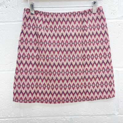 NEW LOOK MINU-ROCK ROSA ZICKZACK STRUKTURIERT A-LINIE BOHO Y2K GEWEBT STRICK UK 10