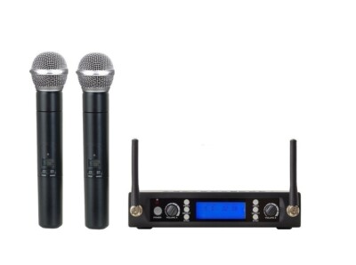 Karaoke Wireless Microphone System UHF PLL Dual mic Handheld Mike Small Receiver