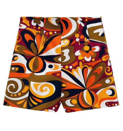 Zara Printed High Waisted Multi Colored Shorts Size: XXL New Stretch - Picture 1 of 6