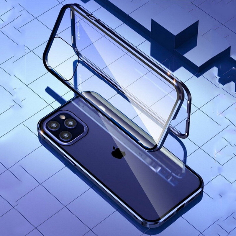 For iPhone 16 15 14 13 12 Pro Max 11 XR Magnetic Tempered Glass Case 360 Cover