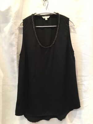 Pierre BALMAIN Mulberry Silk Black Top 10-12 - 'Jewelled Neckline - Hi-Low MINT