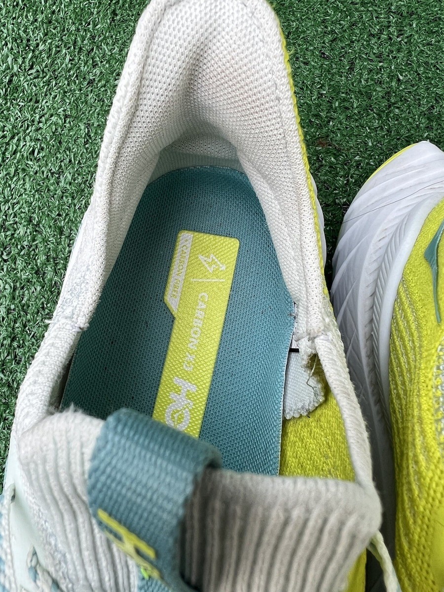 Hoka One One Carbon X 3 White Yellow Mens Sz 11.5D Running Shoes