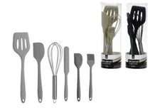 SET 6 MESTOLI IN SILICONE UTENSILI DA CUCINA CON PENNELLO SPATOLA FRUSTA PALETTA