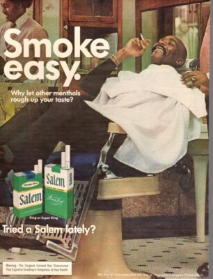 advertising print 1977 tobacco ad Salem Menthol Barber Shop Smoke Easy  Break ad