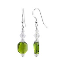 .925 Sterling Silver Drop Earrings with Multifaceted Austrian Crystals