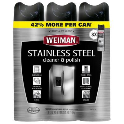 Weiman Stainless Steel Cleaner & Polish (17oz.,3pk.)42% More per Can NO SHIP CA