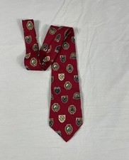 VTG Tommy Hilfiger Mens Red Shields Made In USA Silk Tie