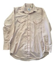 Vintage Miller Western Wear Pink Pearl Snap Mens Shirt 16-35 Long Sleeve USA VTG