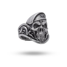Soldier Fighter Gothic Biker Rider Warrior Skull Star Ring 925 Silver Gift