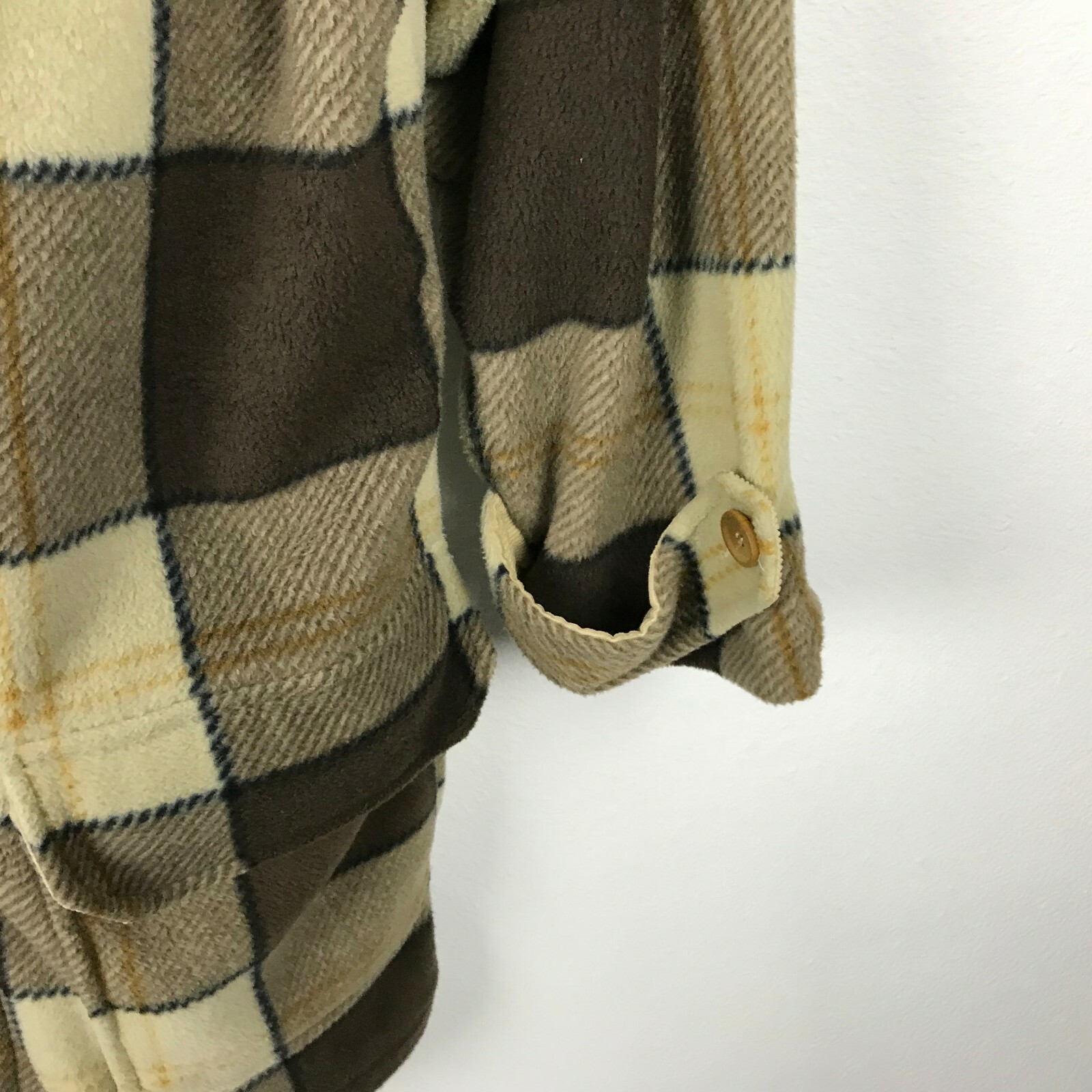 Lauren Ralph Lauren Plaid Hooded Duffle Coat Toggle Brown Beige Womens