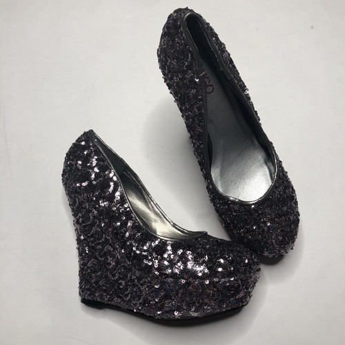 black sequin platform shoes
