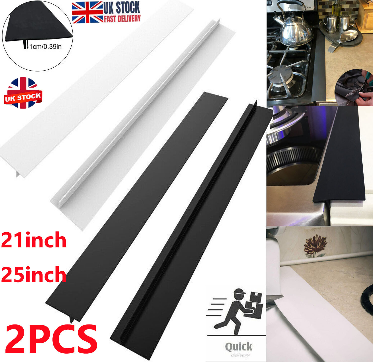 2X Silicone Kitchen Seals Gap Filler Stove Counter Gap Cover for Cooker