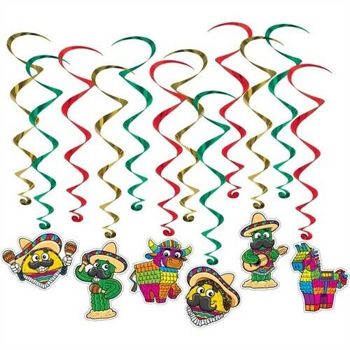 Fiesta Whirls Hanging Decorations #2 Cinco De Mayo Party Supplies Decorations - Foto 1 di 1