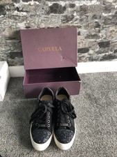 carvela black glitter trainers