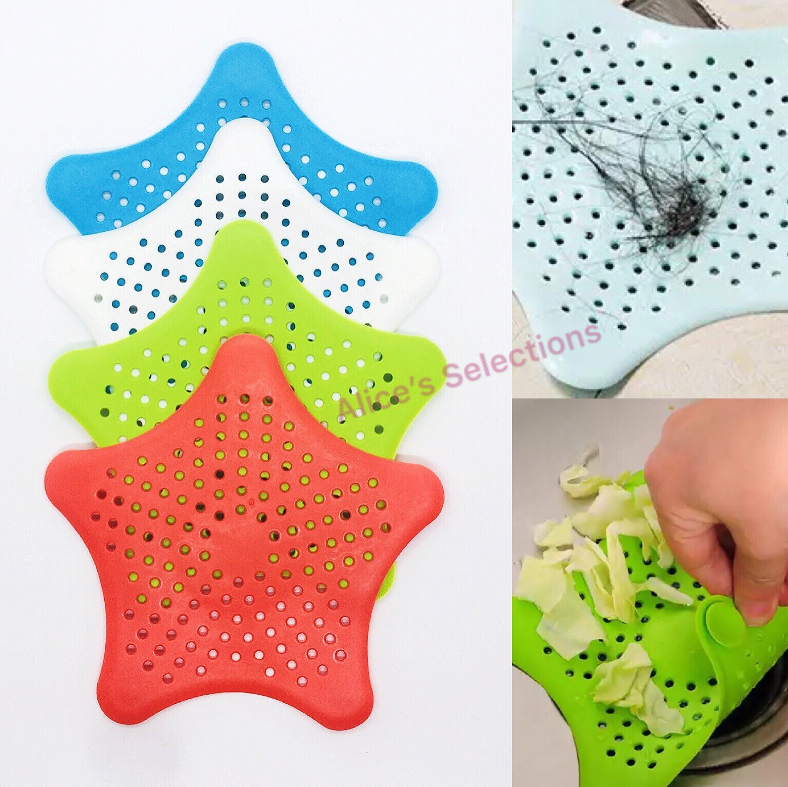 4 Pcs Sink Cover Floor Drain Strainer Silicone Hair Catcher Cap Kitchen
