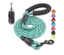 Dog Leash Comfortable Padded Handle Highly Reflective Threads 6FT-1/2 Turquoise
