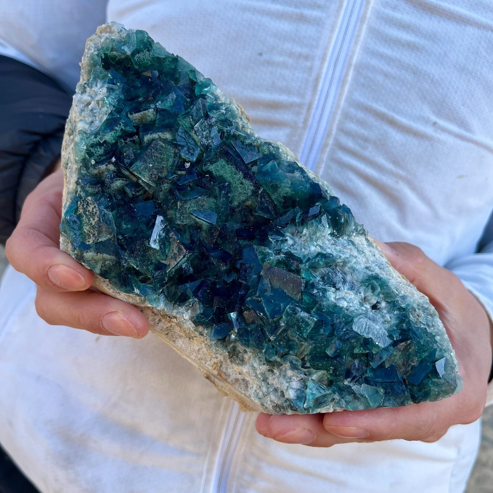 3.3lb Natural Green Fluorite & Quartz Crystal Cluster Healing Specimen Tariff-Free