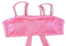 CALIFORNIA WAVES Shine Bandeau w/Straps Bikini Swim Top Size XS Pink