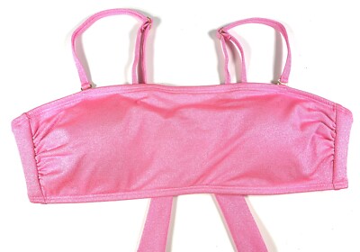 CALIFORNIA WAVES Shine Bandeau w/Straps Bikini Swim Top Size XS Pink