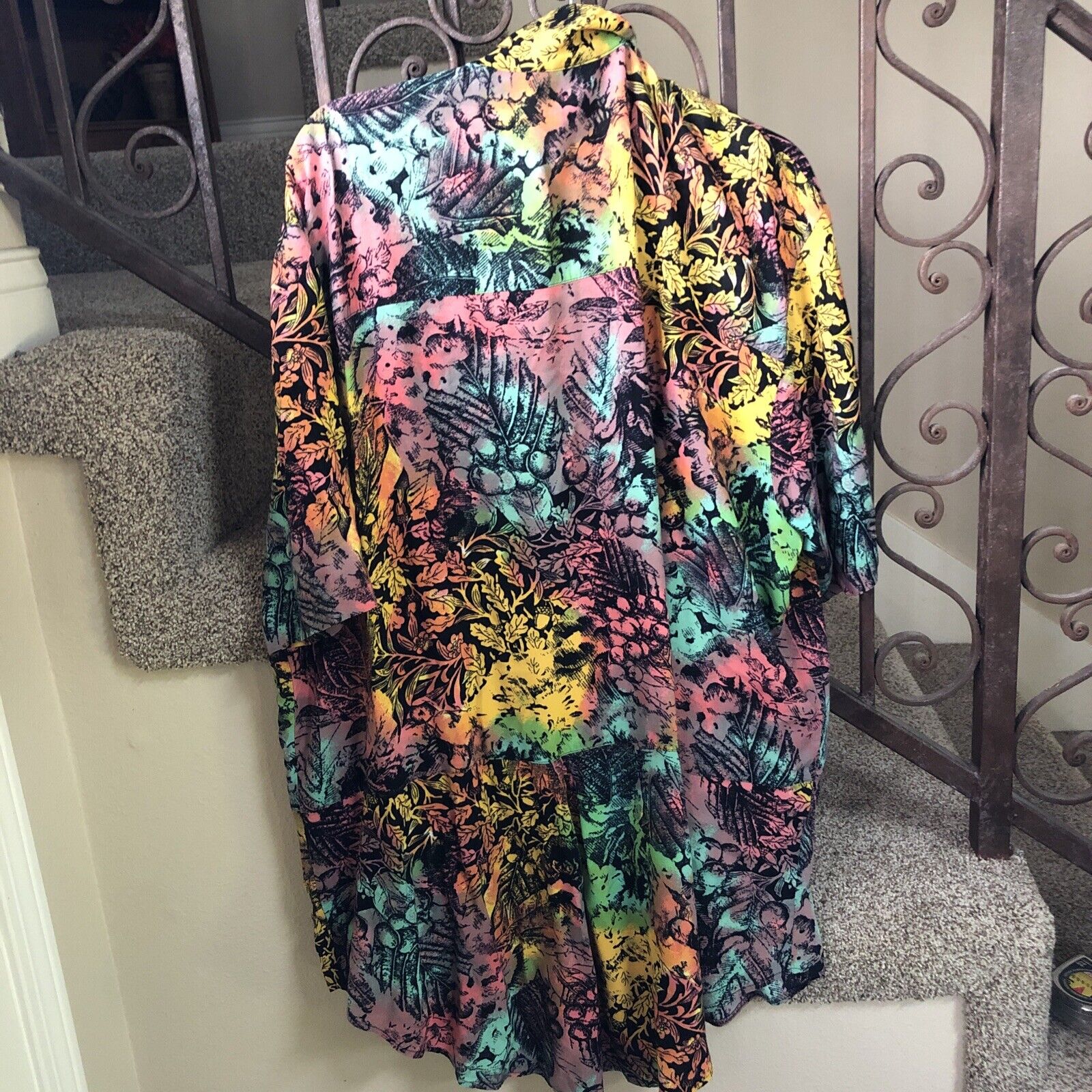 RARE…Vintage 80s Dream Shirt Wild Loud Colorful Neon Flowers Button Up Sz 2x