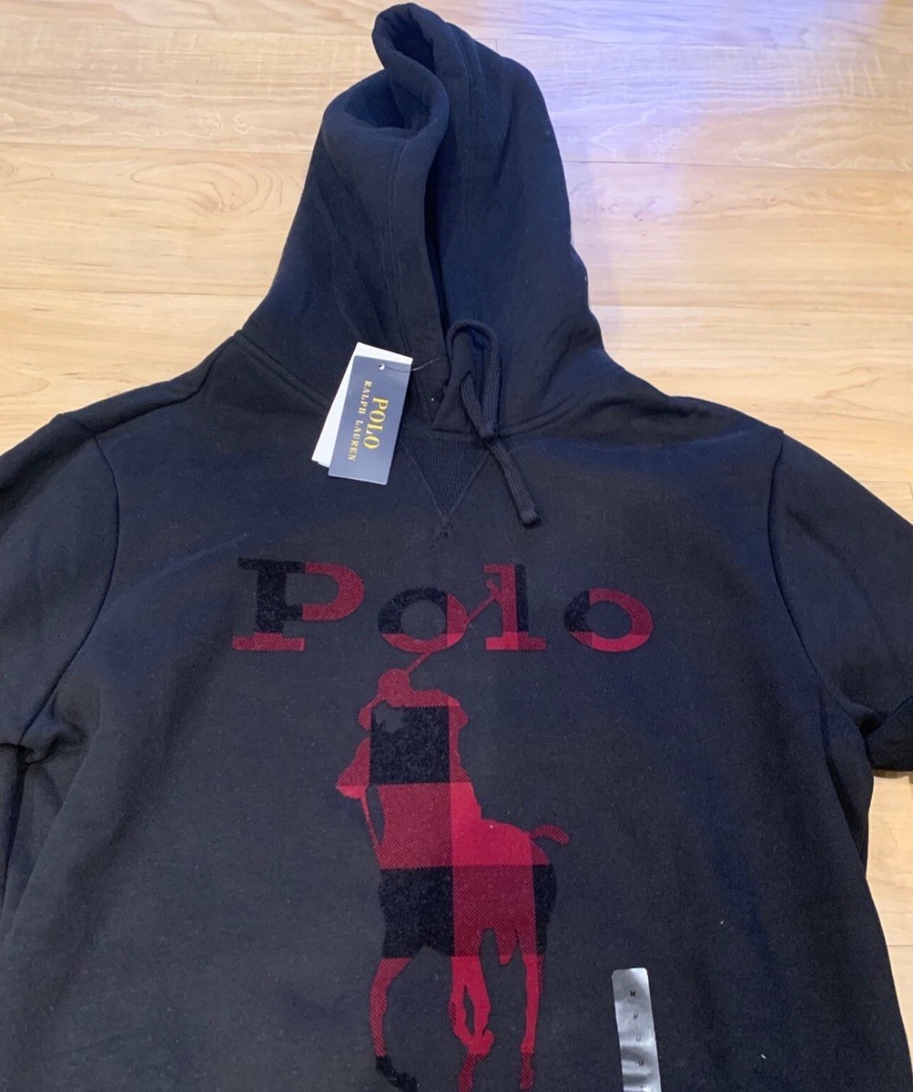 Polo Ralph Lauren Men's Plaid Big Pony Fleece Pullover Hoodie