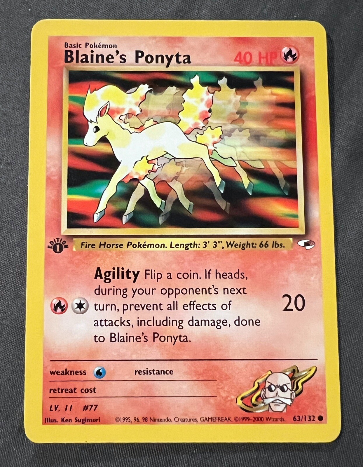 Blaine’s Ponyta - 1ST EDITION - Gym Heroes - NM/M- 2000 Pokémon WOTC - 63/132