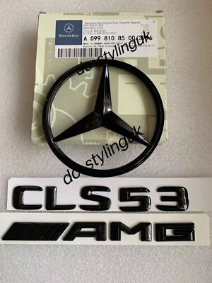 Glanz Schwarz Heck Stern Emblem & Embleme für Mercedes CLS53 AMG C257 W257 2018+ Coupe