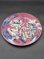 Rare Homer Laughlin China Multi Color Floral Plate 12" Unknown Artist Signed