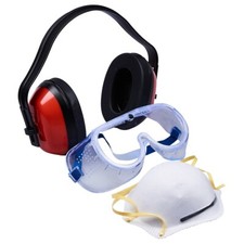 3 Piece DIY Garden Protection Kit Ear Defenders Safety Goggles Face Mask