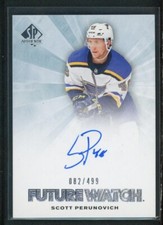 2021-22 SCOTT  PERUNOVICH 082/499 AUTO UPPER DECK SP AUTHENTIC FUTURE WATCH
