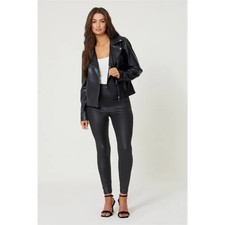 Women Motorcycle Biker Rider Leather Jacket Slim Fit Casual Party Aviator Jacket
