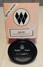 HOUR METER GAUGE SS WHITE 8-32 VDC Electrical 2" Round Black and SS Bezel NOS