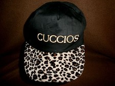 CUCCIOS HAT Black Fuzzy Animal Print Faux Leopard Skin Bill BrimEmbroidered OS