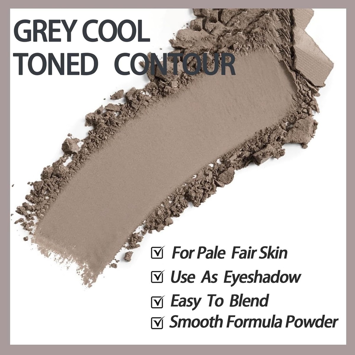 Cool Toned Contour Palette with Mirror, Taupe Grey Contour Powder