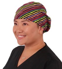 Euro Style Riley Comfort Scrub Cap - Stylin Multicolored Stripes