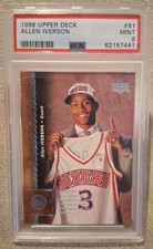 1996 Upper Deck Allen Iverson Rookie Card #91 PSA 9 Mint RC Philadelphia . rookie card picture