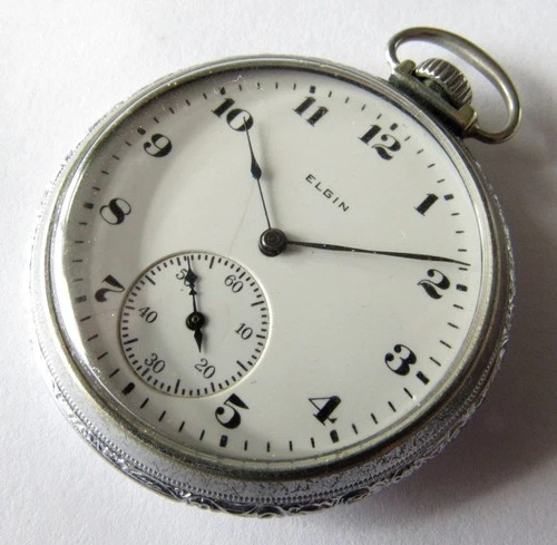 Antique Elgin Pocket Watch 12 size 7 jewels RUNS needs work