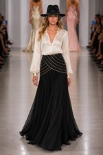 Ralph Lauren Collection Purple Label Women Skirt Silk Black Gold RUNWAY 6 S